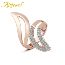 Ajojewel #7-9 New Trendy Engagement Jewelry Rose Gold Color AAA Austrian Crystal Wing Finger Ring For Women 2024 - buy cheap