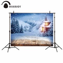 Allenjoy-tela de inverno para fotografia, pinheiro bokeh, madeira para cenário e estúdio fotográfico 2024 - compre barato