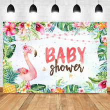 Pano de fundo floral havaiano para chá de bebê, faixa de festa flamingo tropical para chá de bebê, fotografia, plano de fundo havaiano selva luau 2024 - compre barato