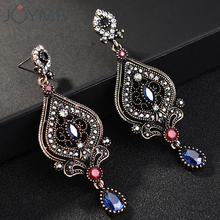 Joyme-Pendientes largos de estilo étnico para mujer, aretes turcos de cristal azul, joyería acrílica, candelabro, flor, boda 2024 - compra barato