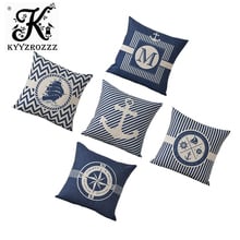 Sea Blue Compass Printed Cushion Cover Anchor Pattern Marine Ship Throw Pillow Case Decorative Pillowcase Cojines Almofadas 2024 - buy cheap