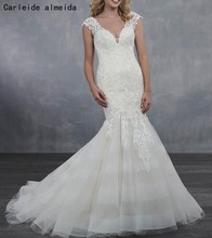 Сексуальное свадебное платье русалки с открытой спиной и кружевной аппликацией, свадебное платье с длинным шлейфом 2024 - купить недорого