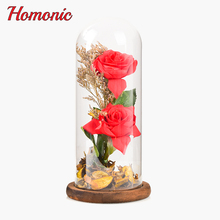 The Glass Cover Fresh Preserved Rose,Roses Eternal Dried Natural Flowers,2 heads Eternal Rose for Valentine's Day Christmas Gift 2024 - buy cheap
