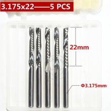 3.175mm*22mm,5pcs,CNC wood tools,solid carbide End Mill,woodworking insert router bit,Tungsten milling cutter,MDF,PVC,Acrylic 2024 - buy cheap