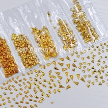 mixed 6 shapes gold rectangle triangle oval metal nail art decorations studs nails accessoires supplies tool 2024 - buy cheap