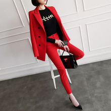 Fashion red small suit pants suit female new style spring and summer business professional decoration body temperament two-piece 2024 - buy cheap