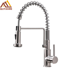 Quyanre SUS304 Stainless Steel Lead-free Kitchen Spring Faucet Brushed Nickel Pull Out 360 Rotation Spray Kitchen Spring Tap 2024 - buy cheap