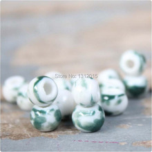 On sale Chinoiserie 6mm 20pcs White Porcelain Ceramic round Beads,Atrovirens Spotted pattern Spacer beads Free shipping YS0009 2024 - buy cheap