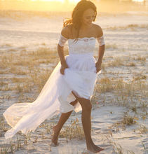 2020 белое кружевное платье с аппликацией и открытыми плечами в стиле хиппи бохо свадебное платье пикантные Длинные свадебные платья 2024 - купить недорого