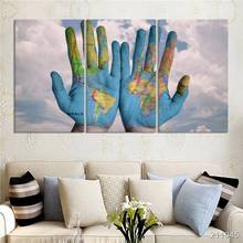 3 Piece Canvas Wall Art World Map In Hand Printed Painting On Canvas Wall Pictures For Living Room Decorative Pictures Unframed 2024 - buy cheap