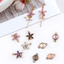50pcs/lot Gold color Zinc Alloy Circle Flowers Connector Charms Pendants For DIY Earring Jewelry Bracelet Accessories 2024 - buy cheap