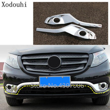 Car Styling Cover Detector ABS Chrome Front Fog Light Lamp Trim Frame 2pcs For Mercedes Benz Vito W447 2017 2018 2019 2024 - buy cheap