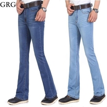 Free Shipping High Quality Men's Summer Thin Boot Cut Jeans Male Mid Waist Business Waterwash Denim Pants  flares Trousers 26-38 2024 - buy cheap