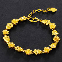 Flower Pattern Wrist Chain Yellow Gold Filled Beautiful Womens Bracelet Jewelry gift 2024 - buy cheap