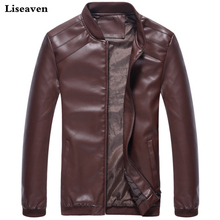 Liseaven-Chaqueta de cuero sintético para hombre, abrigo de cuero sintético para motocicleta, ropa de otoño y primavera 2024 - compra barato