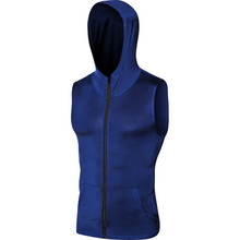 Spring Autumn Men Sports vest Casual Gym corset sleeveless hooded coat men Solid color Quick-drying thin zip waistcoat outwear 2024 - buy cheap