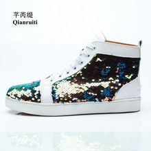 Qianruiti-zapatos de verano con cordones para hombre, calzado plano alto, de EU39-47 grande, 2019 2024 - compra barato
