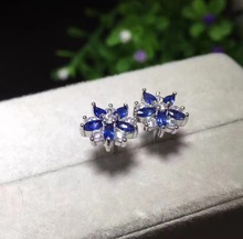 Gemstnoe-pendiente de zafiro azul, Zafiro auténtico Natural, Plata de Ley 925, estilo floral, envío 2x4mm, 10 Uds. 2024 - compra barato