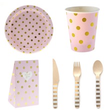 Pink Blue Party Dot Disposable Tableware Straws Paper Plates Gift bag Cups Knife fork spoon Birthday Baby Shower Wedding Decor 2024 - buy cheap