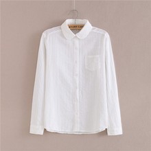 Camisa 100% de algodón de alta calidad para mujer, Blusa de manga larga, camisas blancas sólidas, Tops informales ajustados para mujer 2024 - compra barato