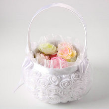 2pcs/lot white Wedding Party Decorations Gift Candy Basket Wedding Flower Girl Basket with Flowes Pearls Satin Ribbons Bow 2024 - buy cheap