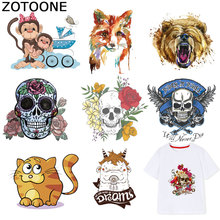 ZOTOONE Skull Patches Animal Cat Fox Stickers Iron on Transfers for Clothes T-shirt Heat Transfer Diy Accessory Appliques F1 2024 - buy cheap