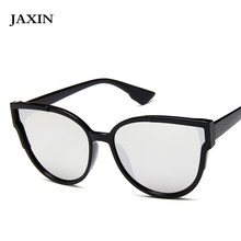 Женские солнцезащитные очки JAXIN, большие яркие очки кошачий глаз с зеркальной защитой UV400 2024 - купить недорого