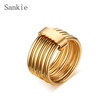 Sankie Multi-Row Combine Rings For Women Gold Color Stainless Steel Rings Wholesale Trendy Statement Steel Men's Rings Jewelry 2024 - buy cheap