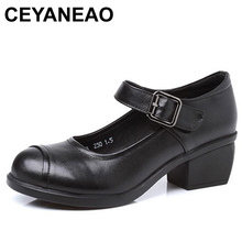 CEYANEAO2019 Spring Autumn Shoes Woman 100% Genuine Leather Women Pumps Lady Leather Round Toe Platform Shallow Mouth ShoesE1920 2024 - buy cheap