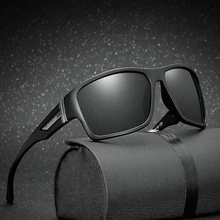 Очки солнцезащитные Мужские поляризационные, модные брендовые Классические солнечные очки в квадратной черной оправе для вождения, uv400 2024 - купить недорого