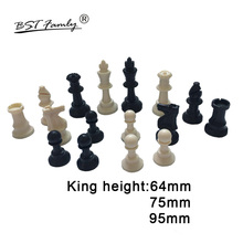 BSTFAMLY King altura 64/75/95mm Juego de ajedrez de plástico juego de ajedrez que lleva Práctica luz Chessman internacional piezas de ajedrez LA67 2024 - compra barato