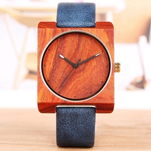 Unique Wood Watch for Men Creative Square Round Dial Leather Quartz Clock Man Watch Men's Retro Ultra Light Woody Wristwatches 2024 - buy cheap