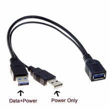 Черный USB 3,0 Женский двойной USB Мужской дополнительный кабель для передачи данных Y для 2,5 "мобильного жесткого диска 2024 - купить недорого