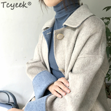 Tcyeek Весенняя женская одежда 2020 шерстяное пальто женское кашемировое пальто из альпаки длинное бежевое осенне-зимнее двухстороннее шерстяное пальто LWL1394 2024 - купить недорого