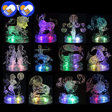 New 3D Crystal Zodiac Signs Puzzle Flashing LED Light Kids Twelve Constellations Horoscope Jigsaw Puzzle Toys For Kids Gifts 2024 - buy cheap