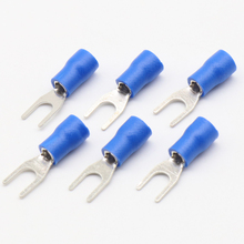 SV2-4 Blue Furcate Cable Wire Connector 100PCS/Pack Furcate Pre-Insulating Fork Spade 16~14AWG Wire Crimp Terminals SV2.5-4 SV 2024 - buy cheap