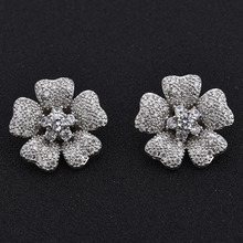 Women's Fashion Cz Crystal Flower  Shape Ear Cuff Clip-on No Piercing Earring 2024 - buy cheap