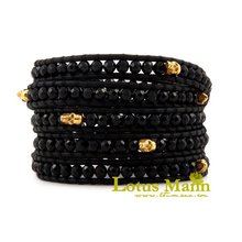 new Lotusmann style latest gold skeleton onyx bracelet Wrap Bracelet on Leather 2024 - buy cheap