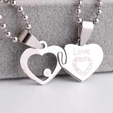 Hollow double heart lovers 316L Stainless Steel pendant necklaces for men women wholesale 2024 - buy cheap