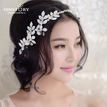 Himstory Elegant White /Red Leaves Crystal Pearl Headband Bridal Hair Accessories Wedding Hairband Tiara Head Piece Fashion 2024 - buy cheap