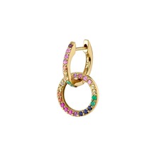 rainbow round circle charm dangle earring Gold filled paved rainbow color cz 2019 new jewelry 2024 - buy cheap