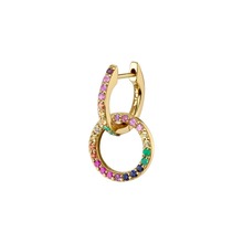 Pendiente de arco iris redondo con círculo colgante, joyería, color arcoíris, cubierto de oro, cz 2019 2024 - compra barato