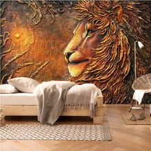 Beibehang-papel tapiz grande personalizado, foto mural 3d en relieve, león dorado, Fondo de TV, decoración del hogar, mural 3d 2024 - compra barato