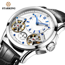 STARKING Men Watches Top Brand Luxury Double Tourbillon Leather Mechanical Watches For Men Waterproof Hind-wind Steel Wristwatch 2024 - buy cheap