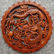 Delicate Round Chinese Traditional Handicrafts Classical Camphor Wood Wall Hanging - Dragon 2024 - buy cheap