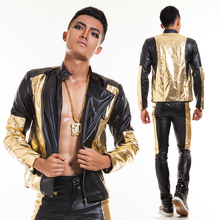 Can Be Costomized Men's Black Gold Fashion Casual Clothes Stage Singers Leather Jacket Suit Plus Size Costumes (Jacket+Pants) 2024 - buy cheap