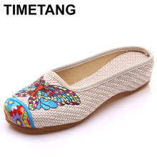 TIMETANG Vintage Women Slippers Summer Butterfly Fashion Chinese Old Peking Casual Flower Shoes Woman Sandals Plus Size 41E176 2024 - buy cheap