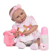 45cm Full Silicone Body Reborn Baby Doll Toy Like Real Newborn black skin bathe menina Doll Toy Kid Gift collection babies doll 2024 - buy cheap