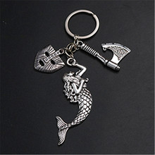 WKOUD 1pc Silver Color Nordic Viking Tomahawk & Rocky Mask & Mermaid Charm Keychain DIY Creative Metal Key Chain A1245 2024 - buy cheap