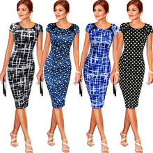 Retro Women Summer Star Dot Print  Bandage Bodycon Party Slim Midi Pencil Dress 2024 - buy cheap